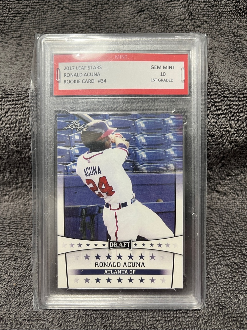 2017 Leaf Stars Ronald Acuna Rookie Card #34 GEM MINT 10